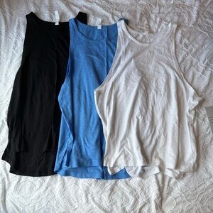 Zella Black Blue White Sleeveless Tank Tops Racerback Relaxed Fit Bundle